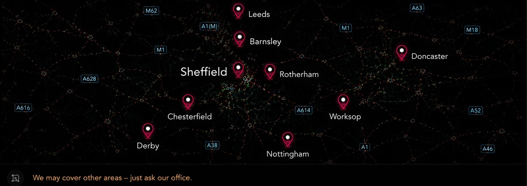 Map of Empire coverage areas across South Yorkshire and nearby